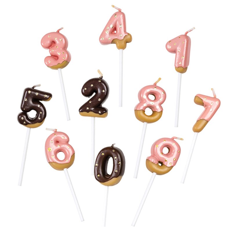 1pc Cute number candles for cake topper 0 -9 Chocolate biscuit birthday candle