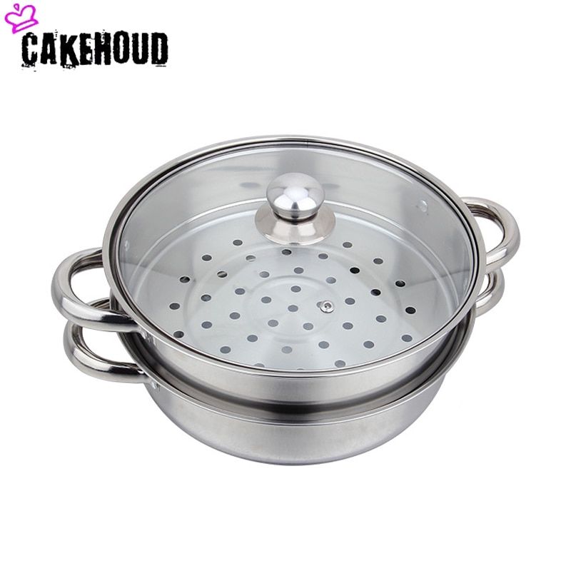 28cm De Acero Inoxidable Vaporera De Alimentos Vegetales Utensilios De Cocina Tapa De Vidrio Olla Caliente Accesorios De Cocina