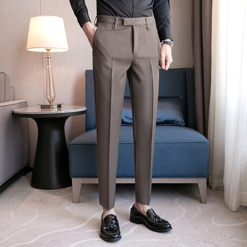 Business Dress Pants Men Solid Color Office Social... – Grandado
