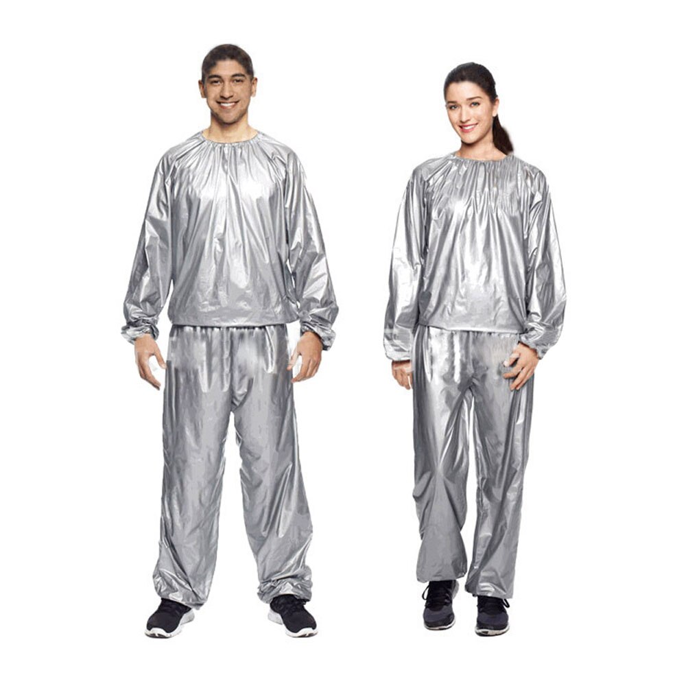 Fitness vandtæt pvc tung sauna dragt sved tøj pvc fitness vandtæt sauna dragt til gym træning bodybuilding: Xxl / Sølv