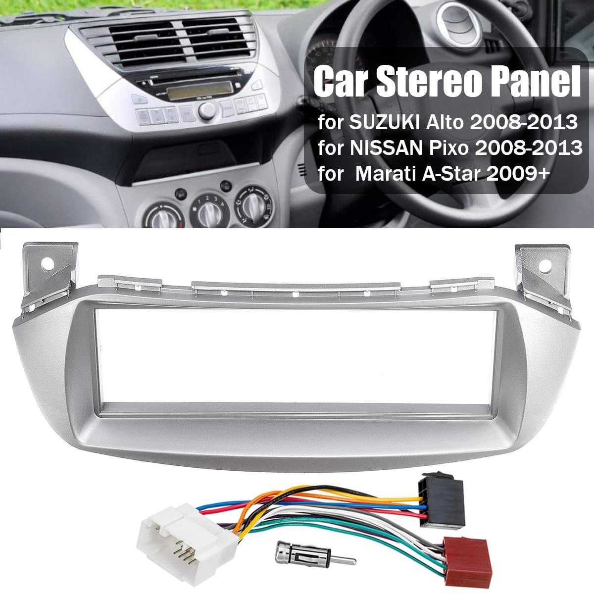 Car Radio Stereo Fascia Dash Panel Plate Frame with ISO-DIN Adapter For SUZUKI Alto for NISSAN Pixo For Marati A-Star