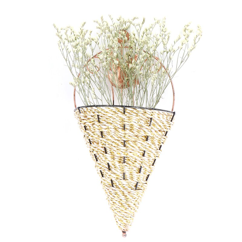 Natuurlijke rieten bloemenmand wanddecoratie pot plantenbak rotan vaas