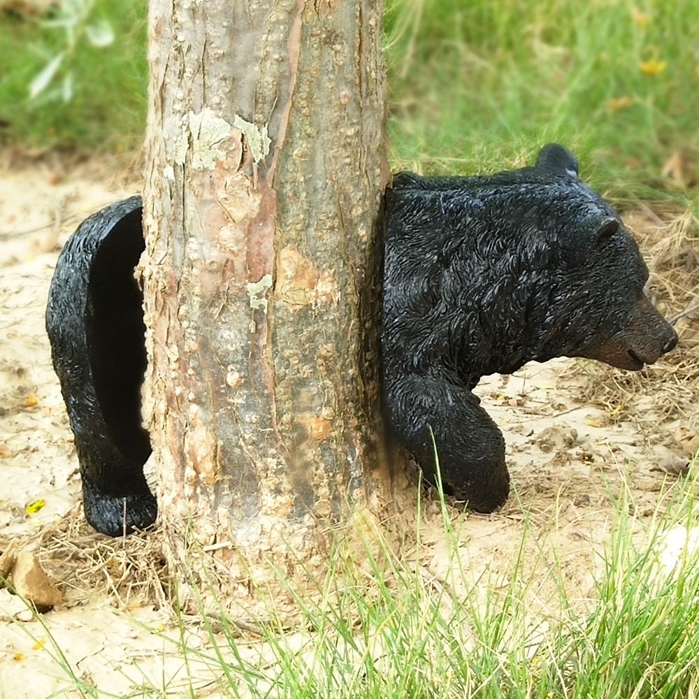 5.5 tommer høj sort bjørn udendørs have træ dekoration dyr skulptur til hjemmet haven indretning ornament jsys