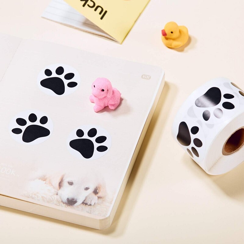 1 Inch 500Pcs Zwarte Poot Stickers Hond Kat Beer Poten Etiketten Sticker Voor Laptop Beloning Sticker Briefpapier Leraar voor Student