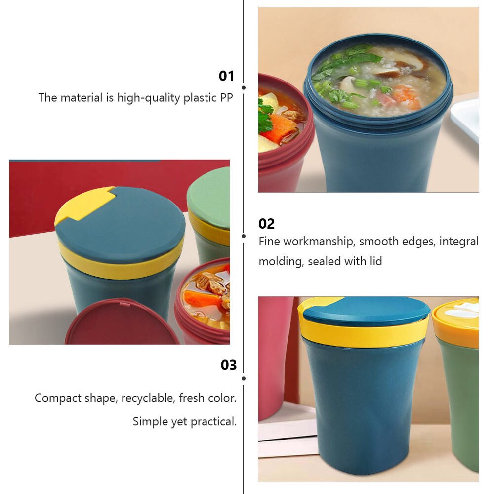 Sealed Soup Container Soup Cup Portable Microwaveable Soup Holder 450ml for Home
