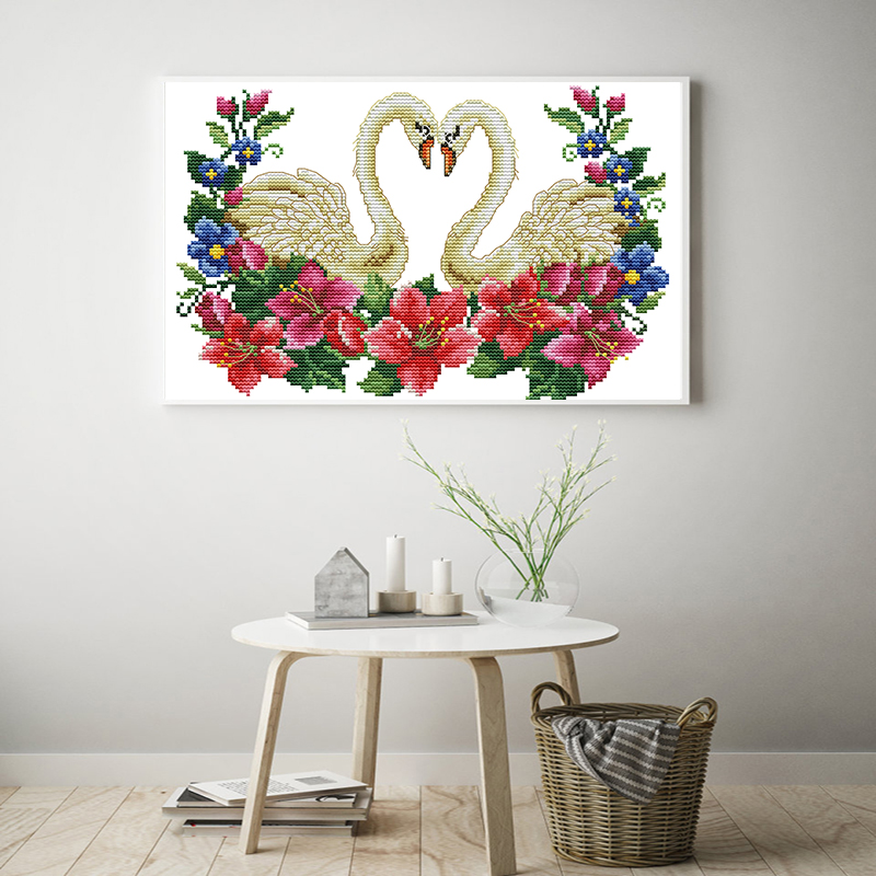 Swan Love Patterns Count Aida Cross Stitch kits , Embroidery Needlework Set, Home Decoration Send Accessory Tools