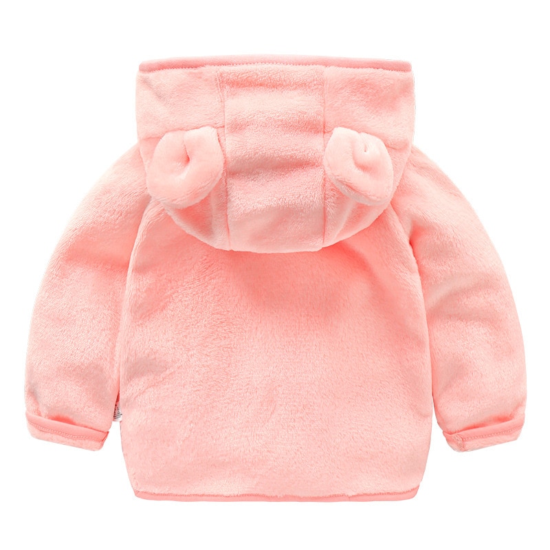 Børns hættetrøje frakke efterår varm blød fleecejakke baby drenge tegneserietøj piger pink søde ørefrakke toppe outfits