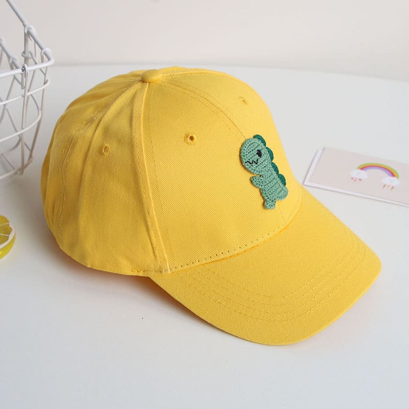 Berretti da Baseball per bambini di dinosauro del fumetto cappelli da sole per bambini in cotone morbido per bambina cappello da sole primavera estate cappelli per bambini regolabili all&#39;aperto: yellow