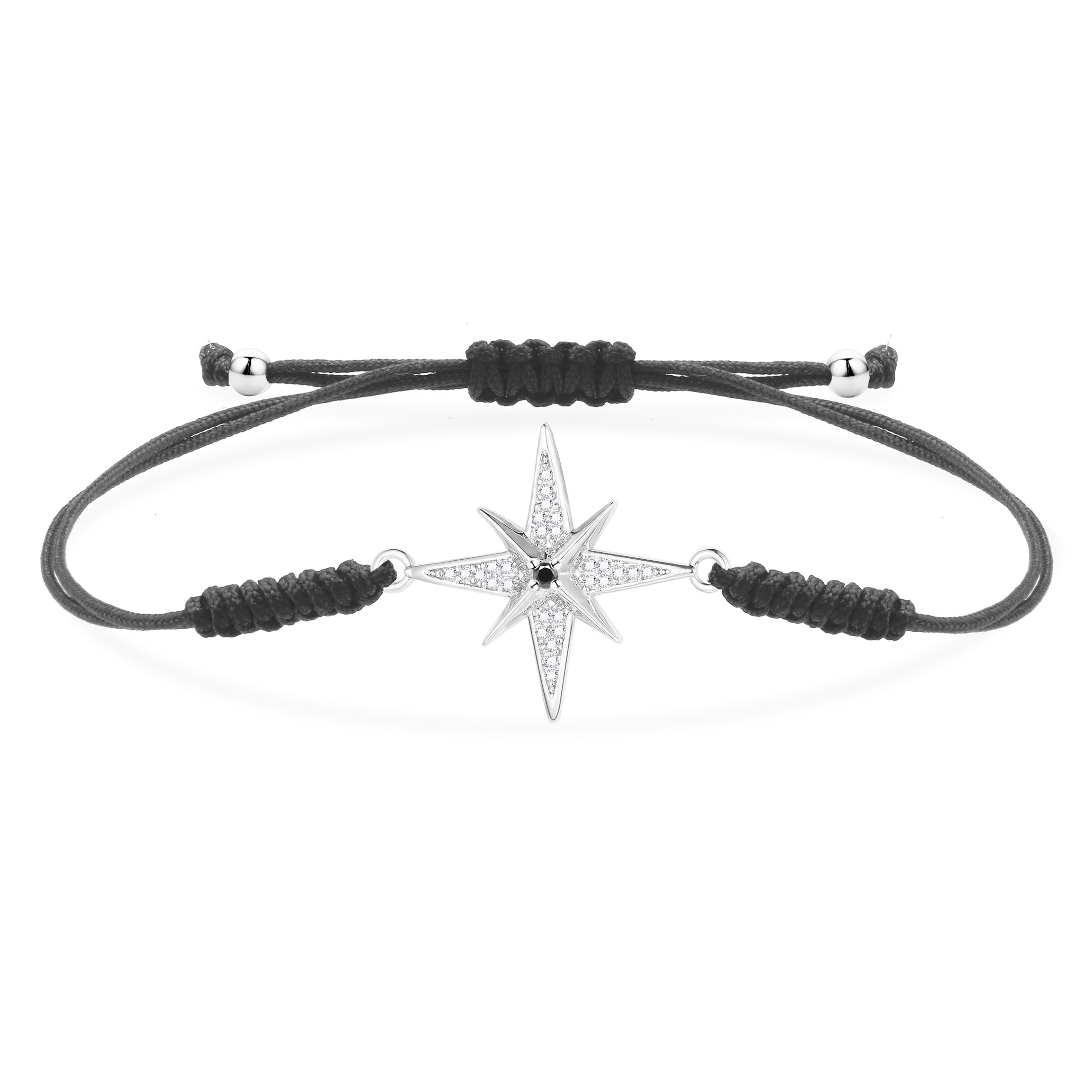 Witte & Zwarte Cz Stenen Starburst Bedelarmband Vrouwen Meisje Zirkonia Kristal Rood Koord Achtpuntige Ster Lichte Sieraden Cadeau: Rose Goud Kleur