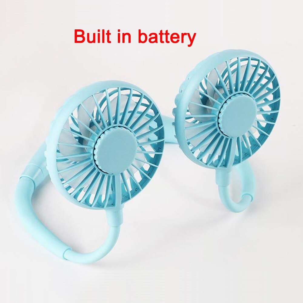 Mini usb genopladelig ventilator bærbar hals sport fan halsbånd skrivebord hånd air fan conditioner til værelse