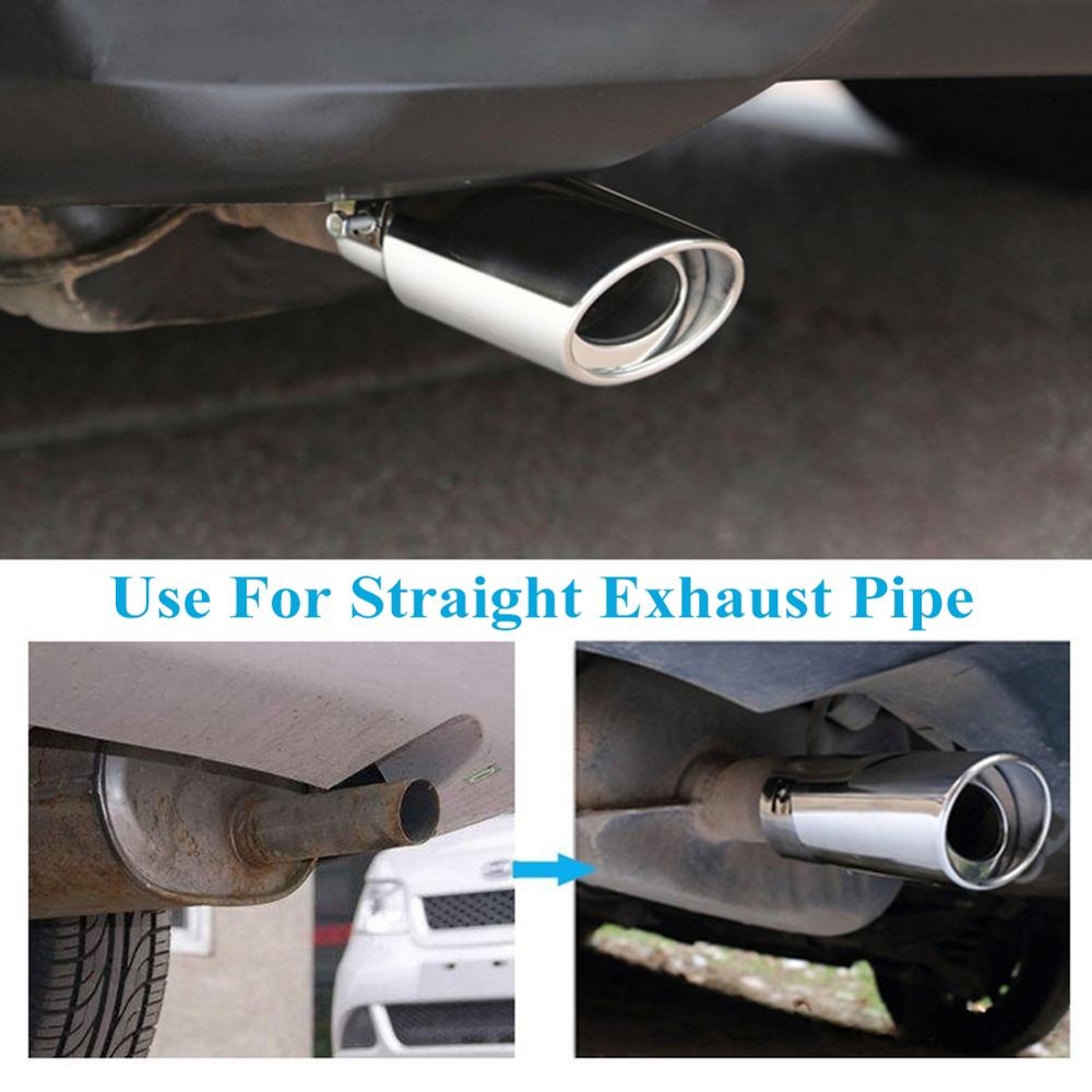 63mm Auto Achter Ronde Uitlaatpijp Staart Uitlaat Tip voor 1.5-2.2 Uitlaat Volume Staart Keel Rvs auto Uitlaat Tip