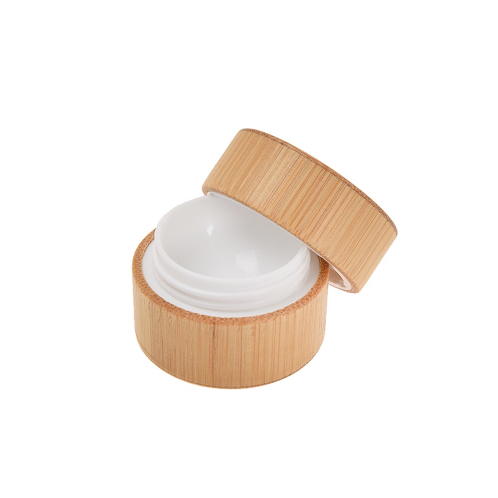 Natural Bamboo Refillable Bottle Cosmetics Jar Box Makeup Cream Storage Pot Container Portable Round Bottle
