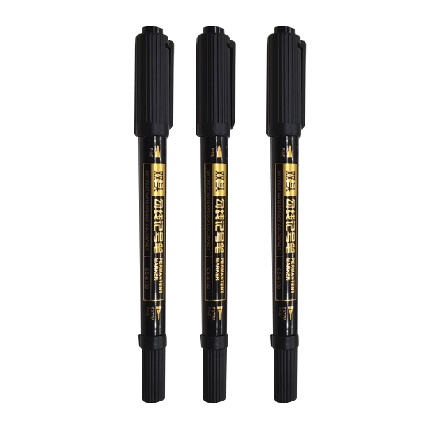 Chosch Twin Tip Permanente Marker Pen Verf Marker Pennen Fijne Punt Waterdichte Inkt Blauw Rode Inkt Voor Tekening Student levert: 3PCS Black