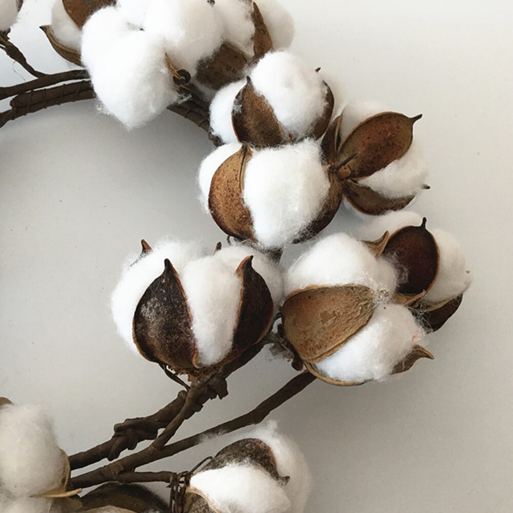 Dried Cotton Flower Simulation Cotton Wreath Christmas Wreath Door Twice Day Artificial Cotton Wreath Decoration