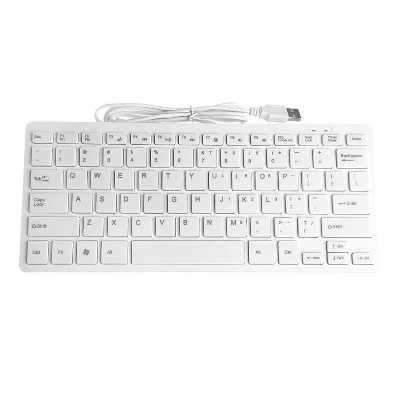 Mini Slim Multimedia USB Wired External Keyboard For Notebook Laptop PC Computer: White