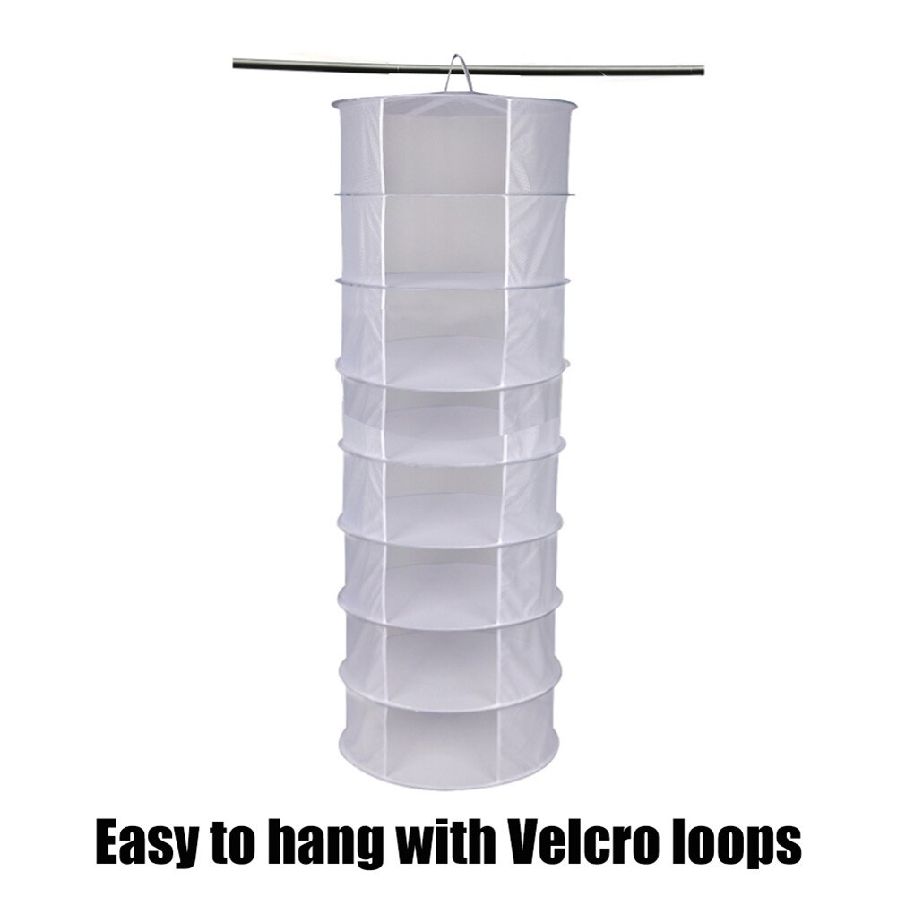 8 lager hängande korg hopfällbar tork nätställ ört torrt nät öppningsform torkpåse mesh 60cm diameter för örter blommor