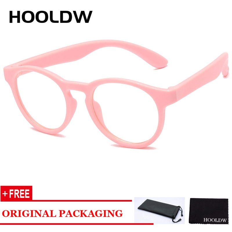 Pyöreä sininen valo lasten silmälasit lasten optiset kehykset silmälasit pojat tytöt tietokone läpinäkyvät estävät heijastamattomat silmälasit: Vaaleanpunainen