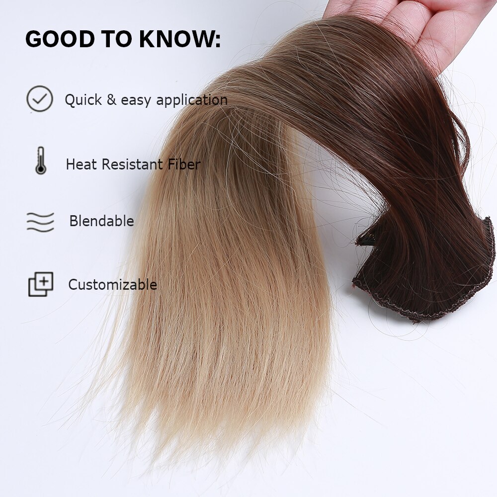 20inch Long Straight Clip In Hair Extensions 7Pcs/Set Synthetic Hairpiece with Clips Ombre Brown High Temperature Fiber Hair