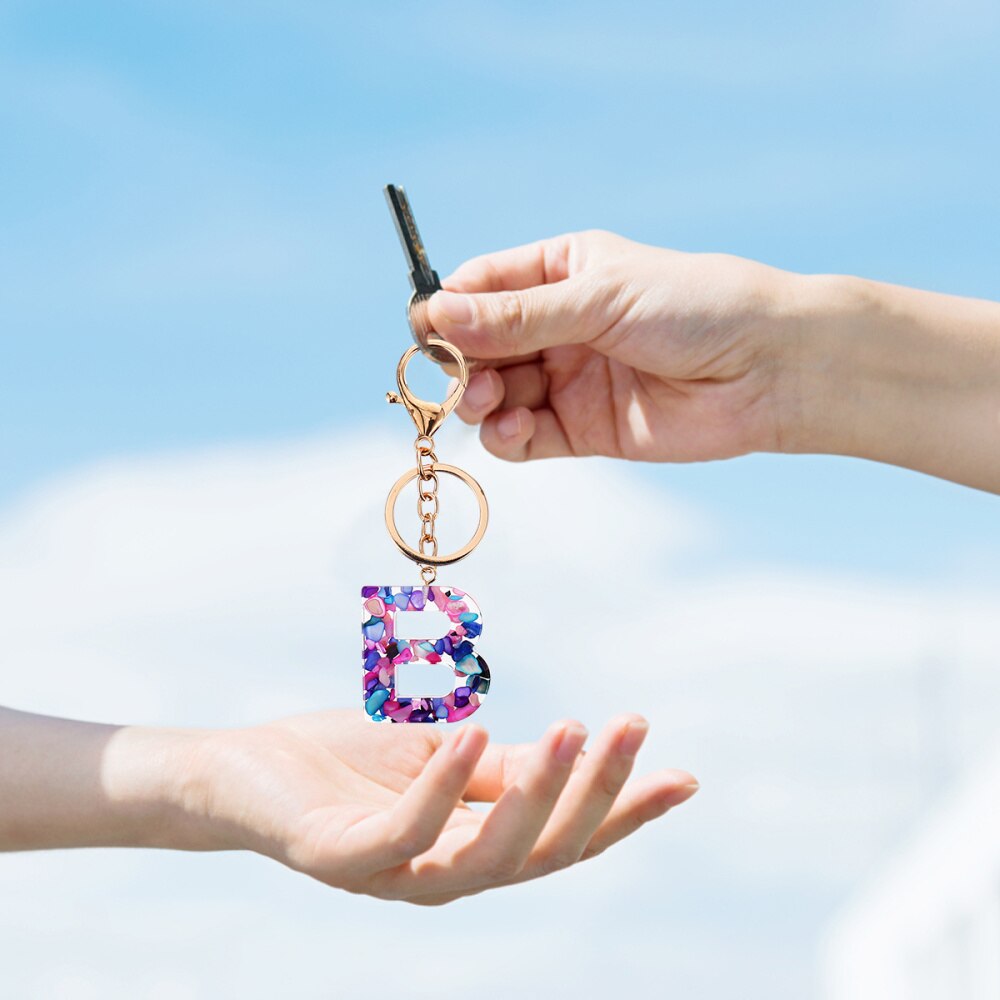 2pcs Keyrings Alphabet Colorful Key Rings Key Pendants Pendants Keychains for Girls Female