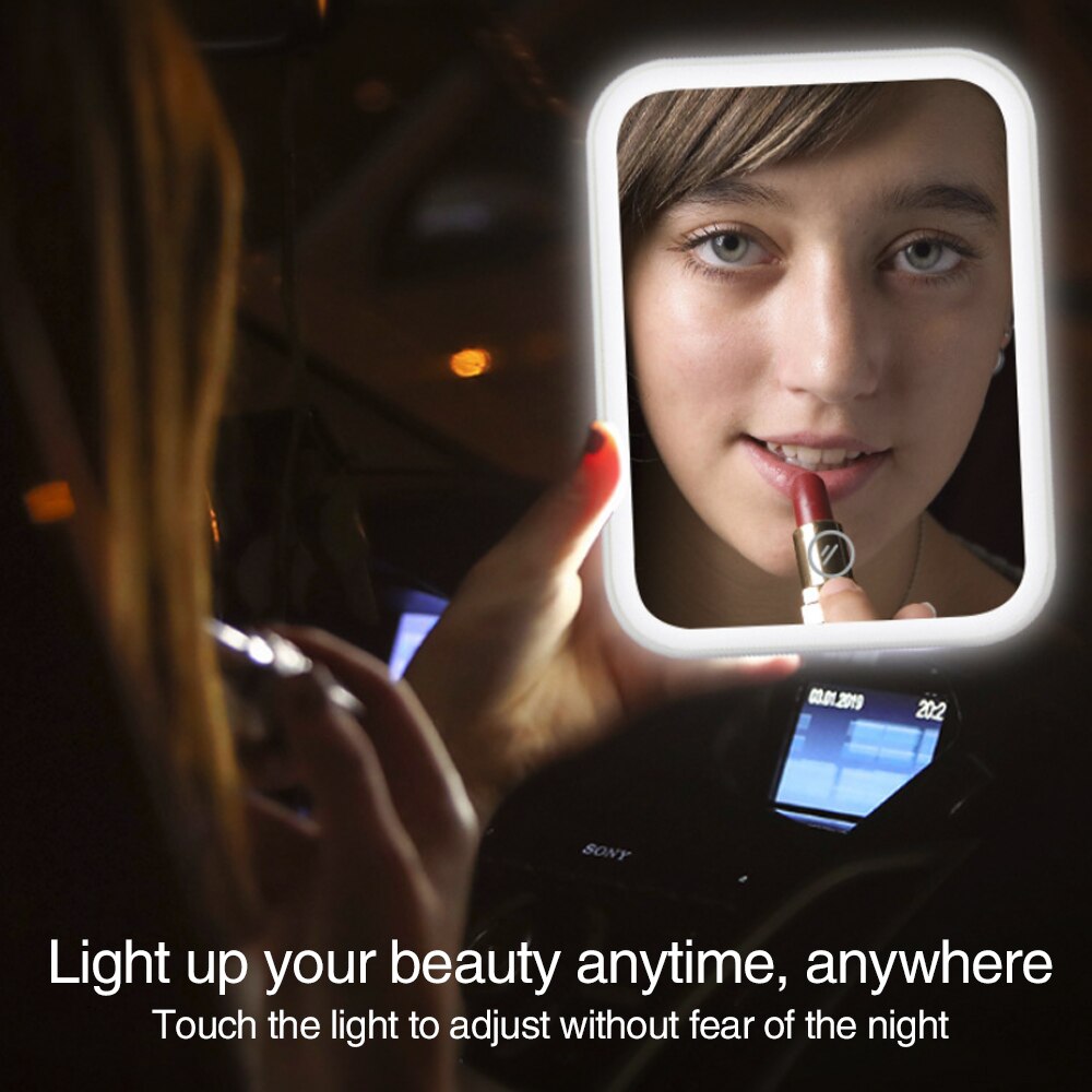 Make-Up Spiegel Met Led Make-Up Spiegel Met Touch Dimmer Batterij-Aangedreven Desktop Badkamer Reizen Stand