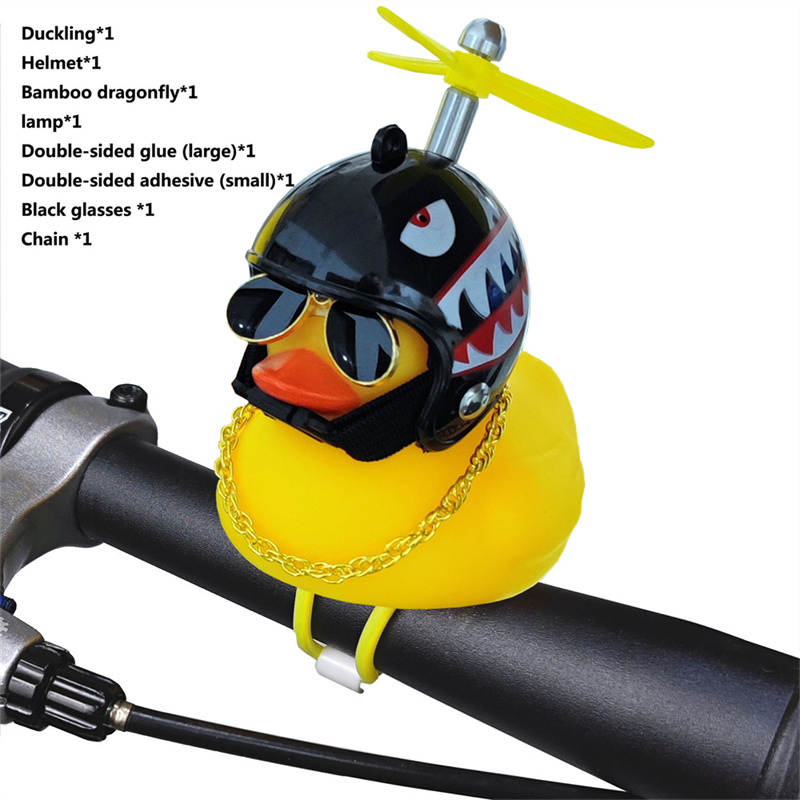 adulte enfants vélo cloche dessin animé petit canard jaune brillant VTT guidon canard tête lumière accessoires