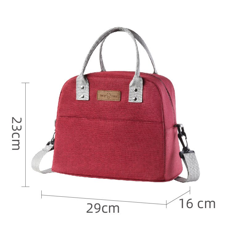 Wasserdichte Tragbare Isolierte Kühltasche Thermische Einfache Leinen Handtasche zu Arbeiten Schulter Gurt Bento Mittagessen Tasche für Lebensmittel: rot 29x16x23