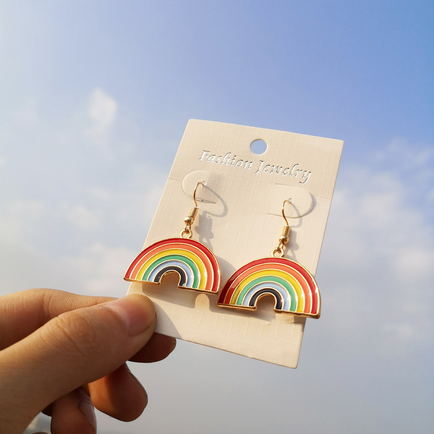 Rinhoo Leuke Regenboog Dangle Oorbellen Voor Vrouwen Pendientes Sieraden Eenvoudige Meisjes Brincos Kleurrijke Lgbt Rainbow Charm Oorbellen