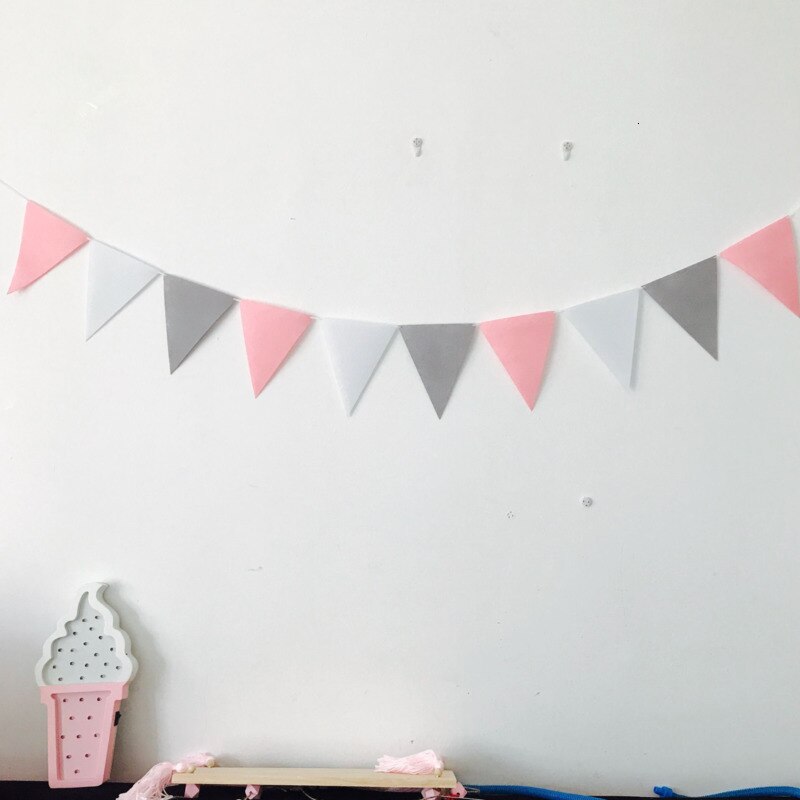 Effen Kleur Driehoek Multicolour Vlaggen Kids Decor Handgemaakte Een Bed Opknoping Teepees Babykamer Kinderen Slaapkamer Muur Decoratie