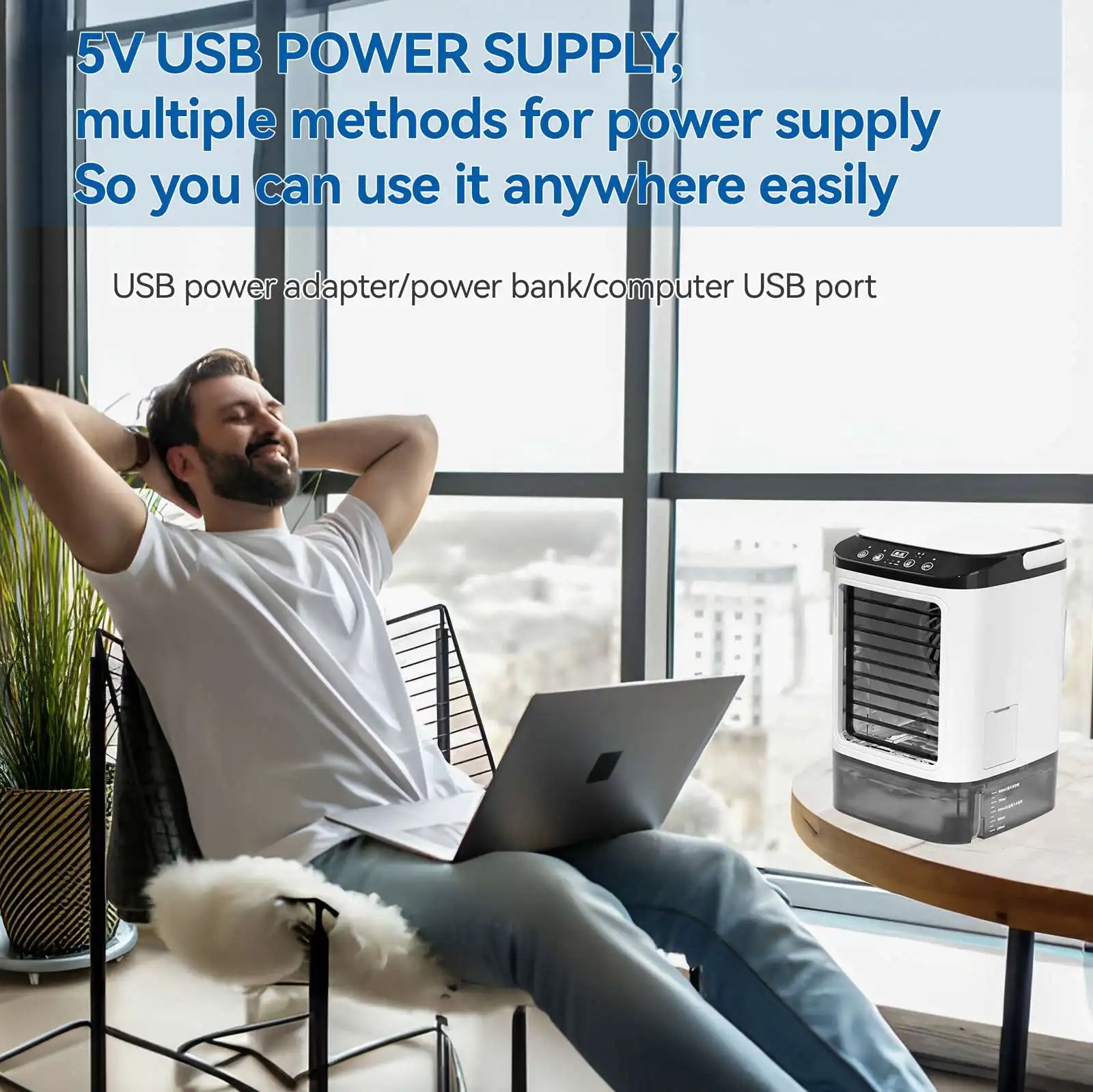 Draagbare Airconditioner 3-Speed Kleine Ac Unit Mini Luchtkoeler 900Ml Watertank Elektrische Ventilator Met Luchtbevochtiger Voor Slaapkamer Kantoor