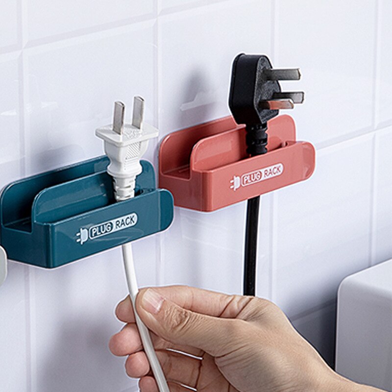 Punch-free Storage Rack Power Plug Holder Cordable Power Plug Holder Mobile Phone Charging Stand Home Storage Organizer