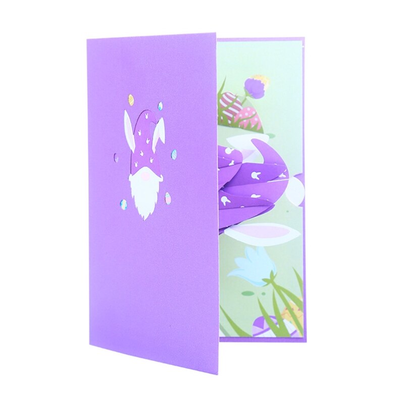 3D Pop Up Cards Easter Day Bunny Gnome Greeting Cards for Girls Boys Kids Wife Postcards with Envelope for Spring