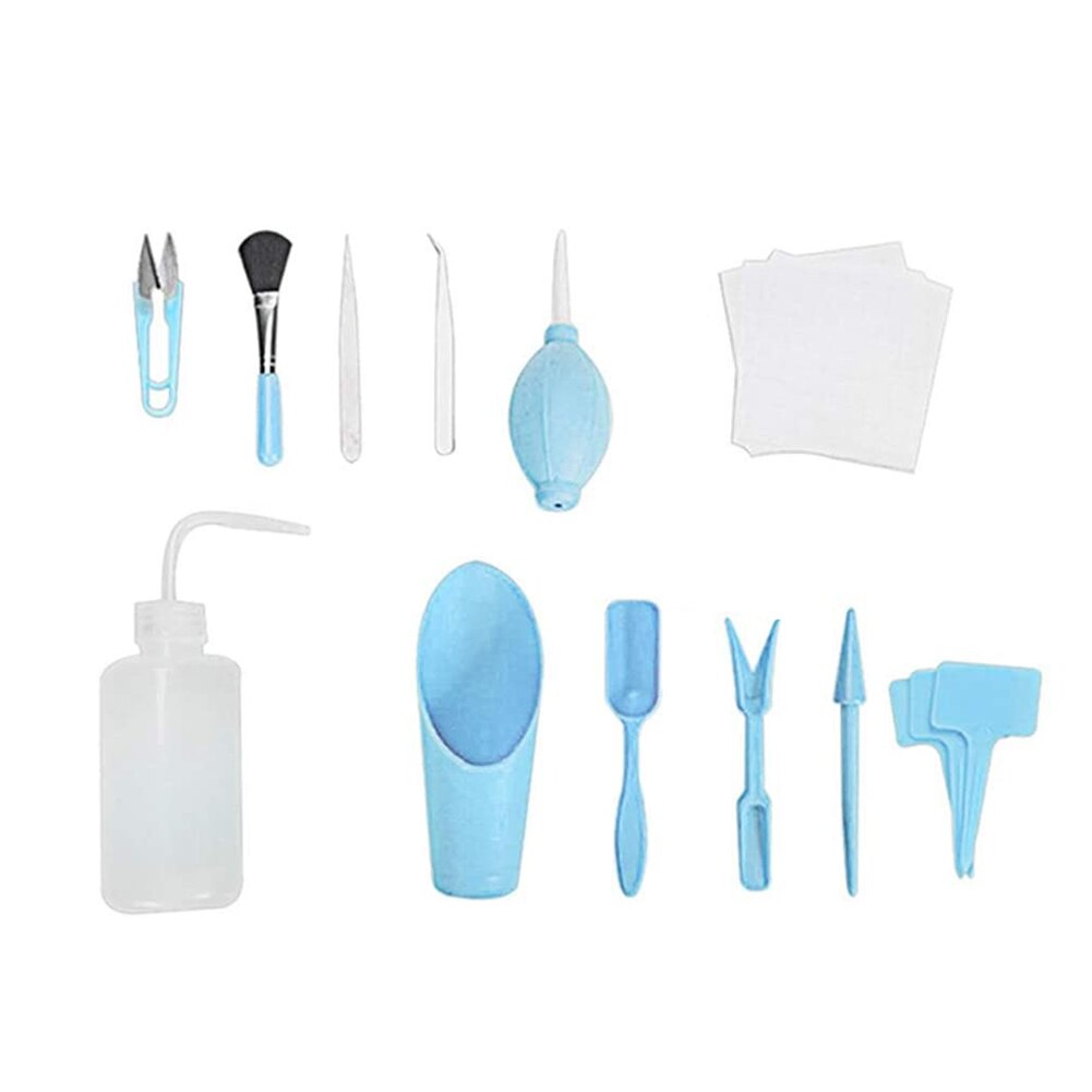 Seedling Garden Planter Kit Planting Watering DIY Tool Pruning Digging Succulent Easily Carrying Part Eco-friendly Tool: 12pcs blue