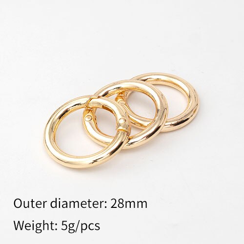 Anillo de resorte de Metal de 10 Uds., llavero con apertura, bolso de cuero, correa de cinturón, hebilla, cadena para perro, cierre de presión, Clip disparador, hebilla para equipaje D: 28mm-Rose Gold