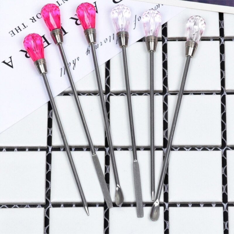2 Sets Silicone Resin Mold Tool Set Stirring Needle Spoon Jewelry Making Kit, Pink+Rose Red
