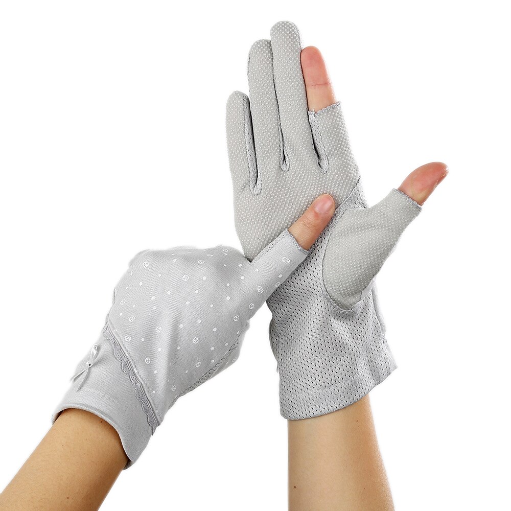 Guantes sin dedos para conducir para mujer, guantes de protección solar elásticos para verano y primavera, guantes Anti-Uv antideslizantes, mitones transpirables