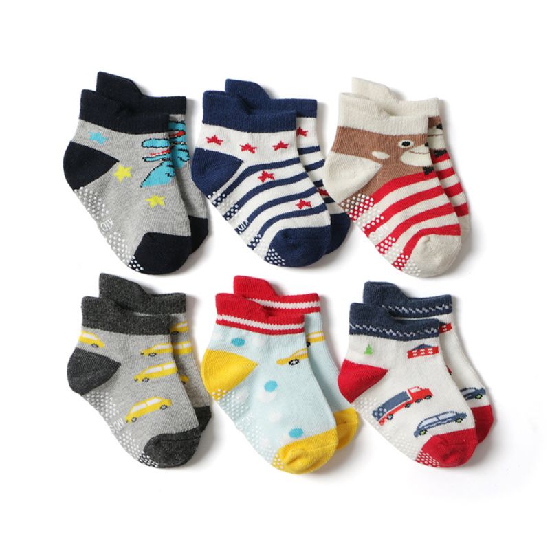 12 paire/ensemble de enfant en bas âge bébé coton peigné chaussettes anti-dérapant dessin animé étage Stock enfants garçons filles confortable Sox
