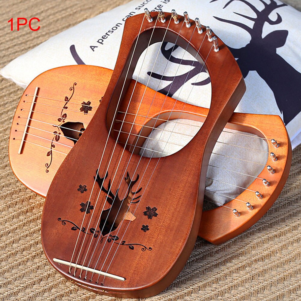 Mahogany Toy Entertainment Compact Kids Instrument 7-String Lightweight Wooden Musical Lyre Harp