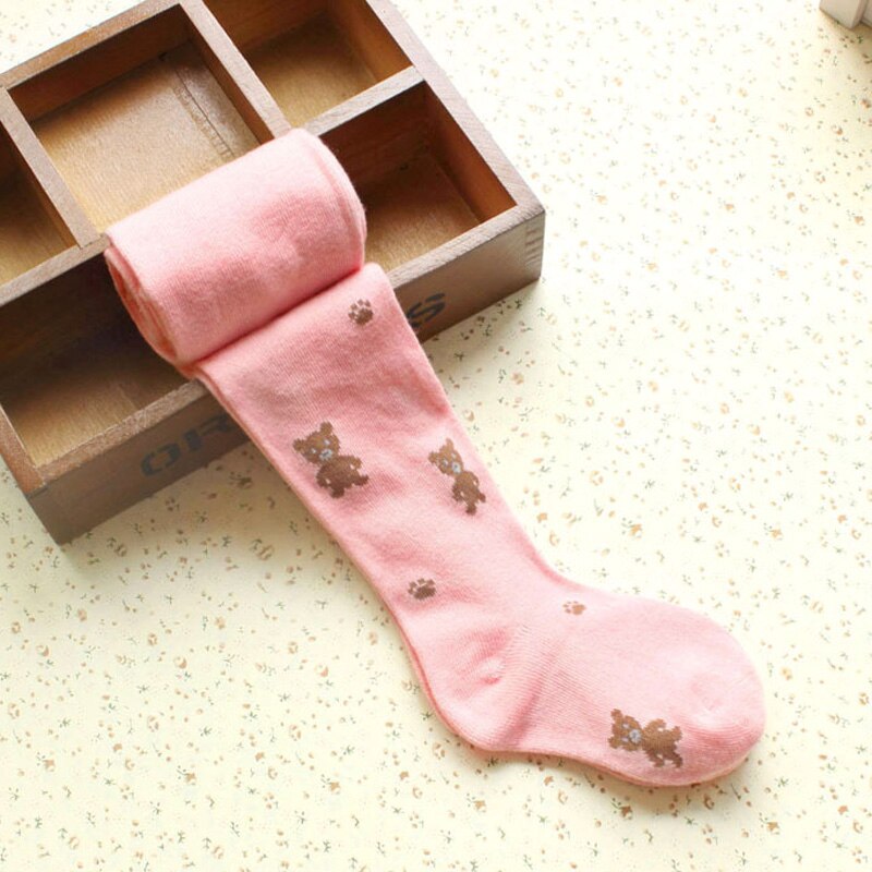 Girls Tights Stockings for Baby Toddler Kids Children Knitted Bear Girl Pantyhose Elastic Cotton Child Cartoon 2-9 Years: Bear Pink / 4 to 6 Years