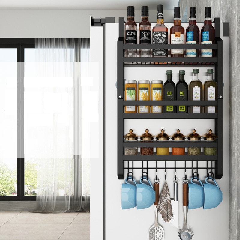 Refrigerator Side Storage Rack Shelf Cupboard Organizer Kitchen Basket Cabinet Space Saving Refrigerator Hanging Storage Rack