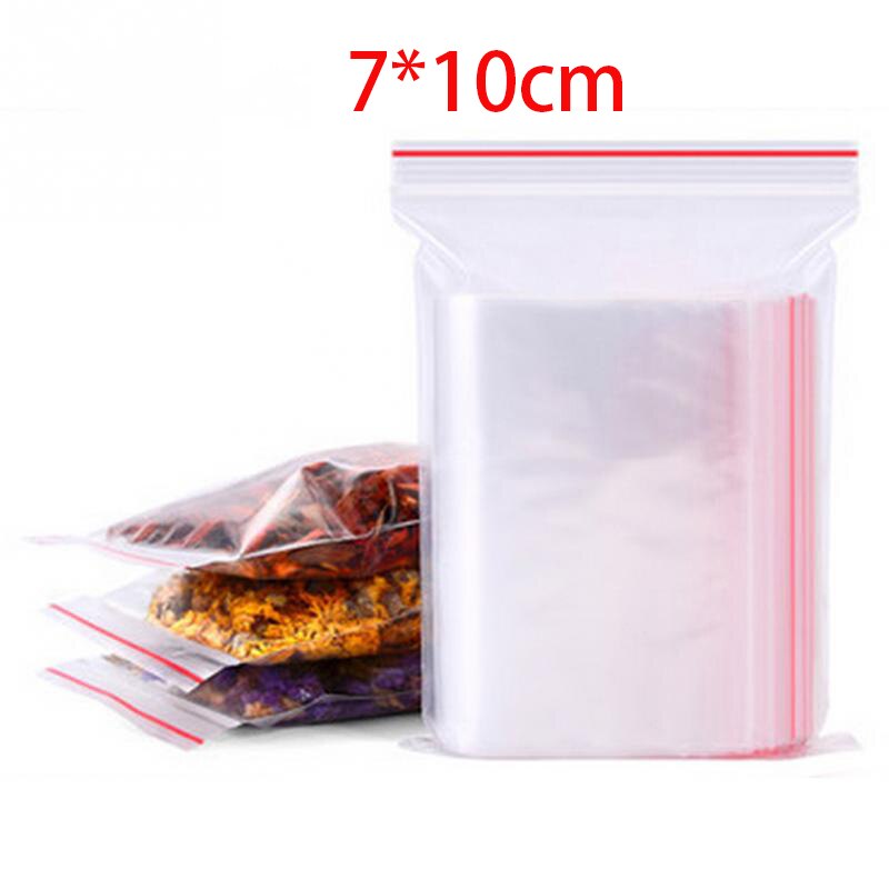 100 Stks/pak Hersluitbare Plastic Zip Lock Tassen Helder Poly Zip Lock Bag Voedsel Sieraden Opslag Hersluitbare Vacuüm Verse Organiseer Bag: 7x10cm