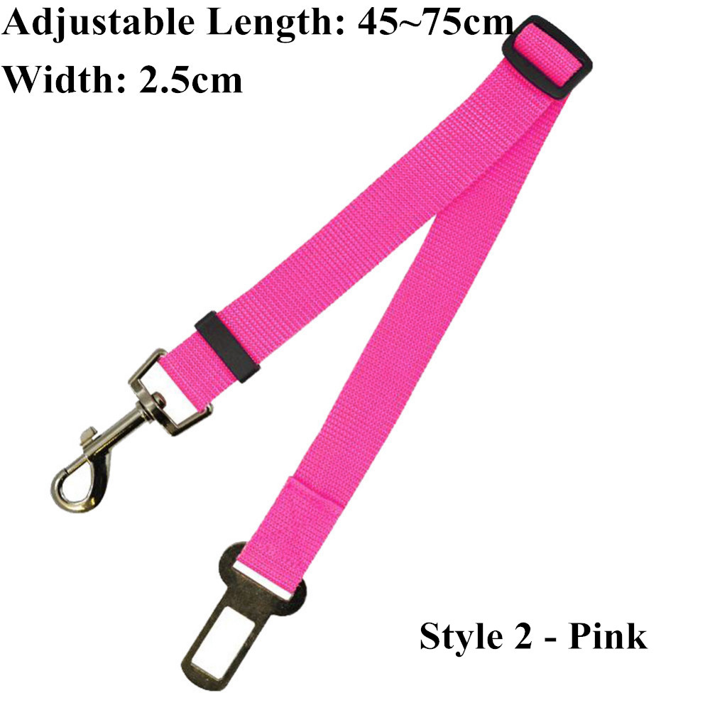 Verstelbare Nylon Pet Hond Autogordel Kat Puppy Lood Kleine Medium Honden Voertuig Leven Veiligheid Riem voor Teddy Yokie: 1pc style 2 pink