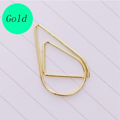 200PCS Cute Teardrop Smooth Stainless Steel Shaped Paper Clips for Office Wedding Women G: gold