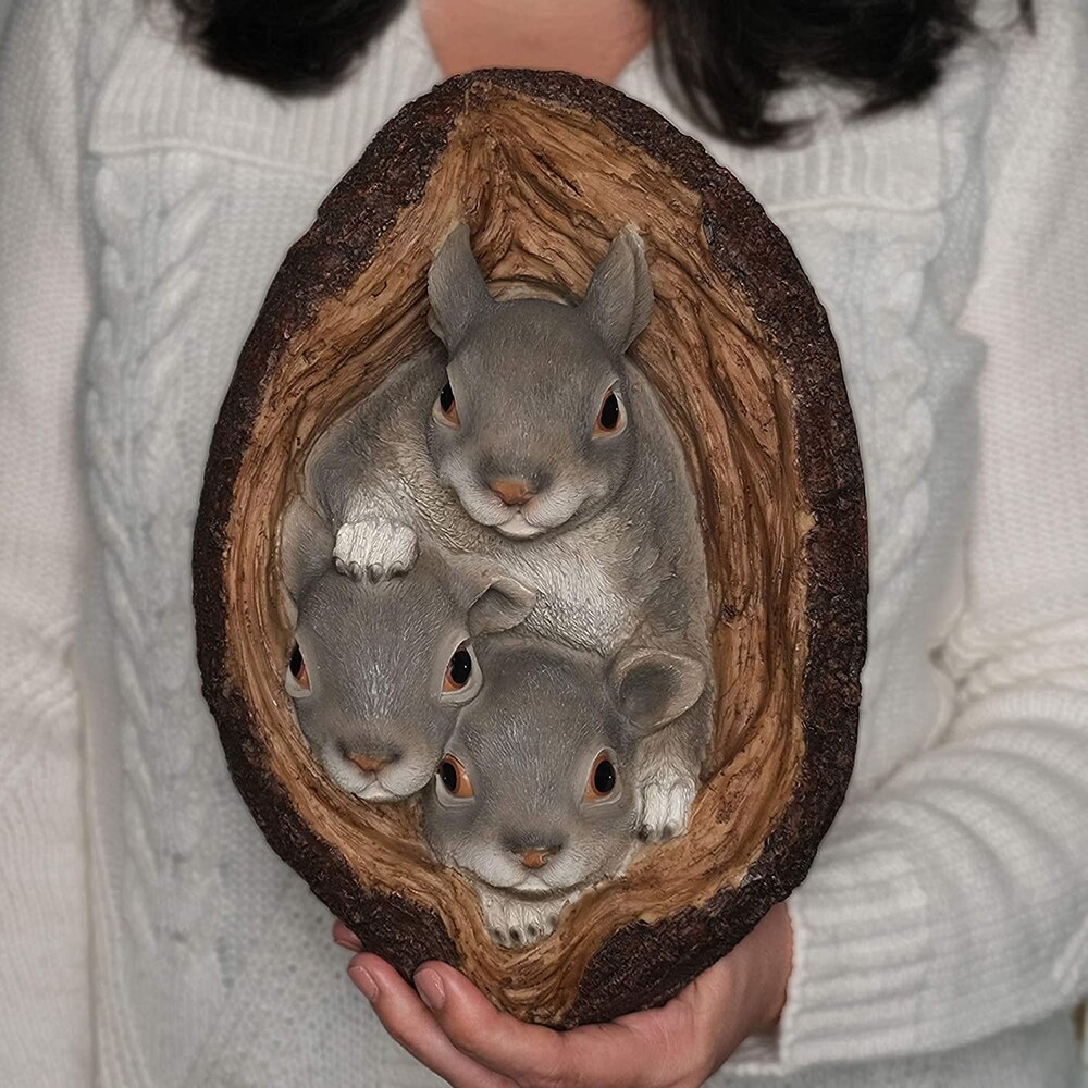 Tree Squirrel Resin Novelty Garden Ornament Tree Hugger Whimsical Tree Statue Decor Outdoor Sculptures Garden Yard Art E7