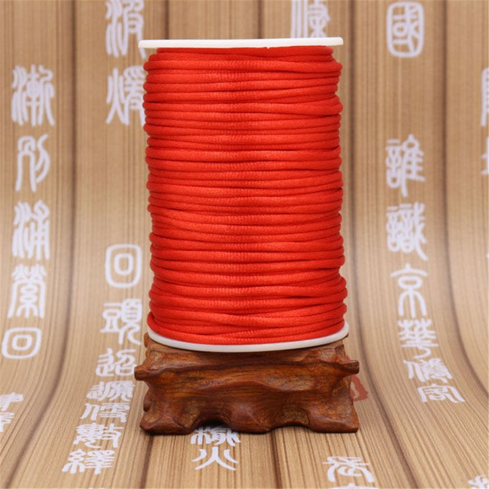Hilo de cordón satinado de 3mm y 10 yardas, nudo chino, pulsera de macramé, cuerda trenzada, borlas DIY, hilo de cuentas, 35 colores: Rojo
