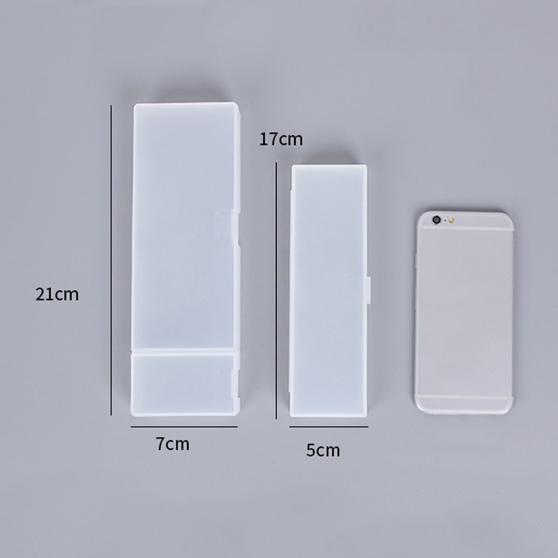 Estuche transparente sencillo para lápices, caja pequeña de plástico para almacenar bolígrafos, material de papelería para aprendizaje y oficina