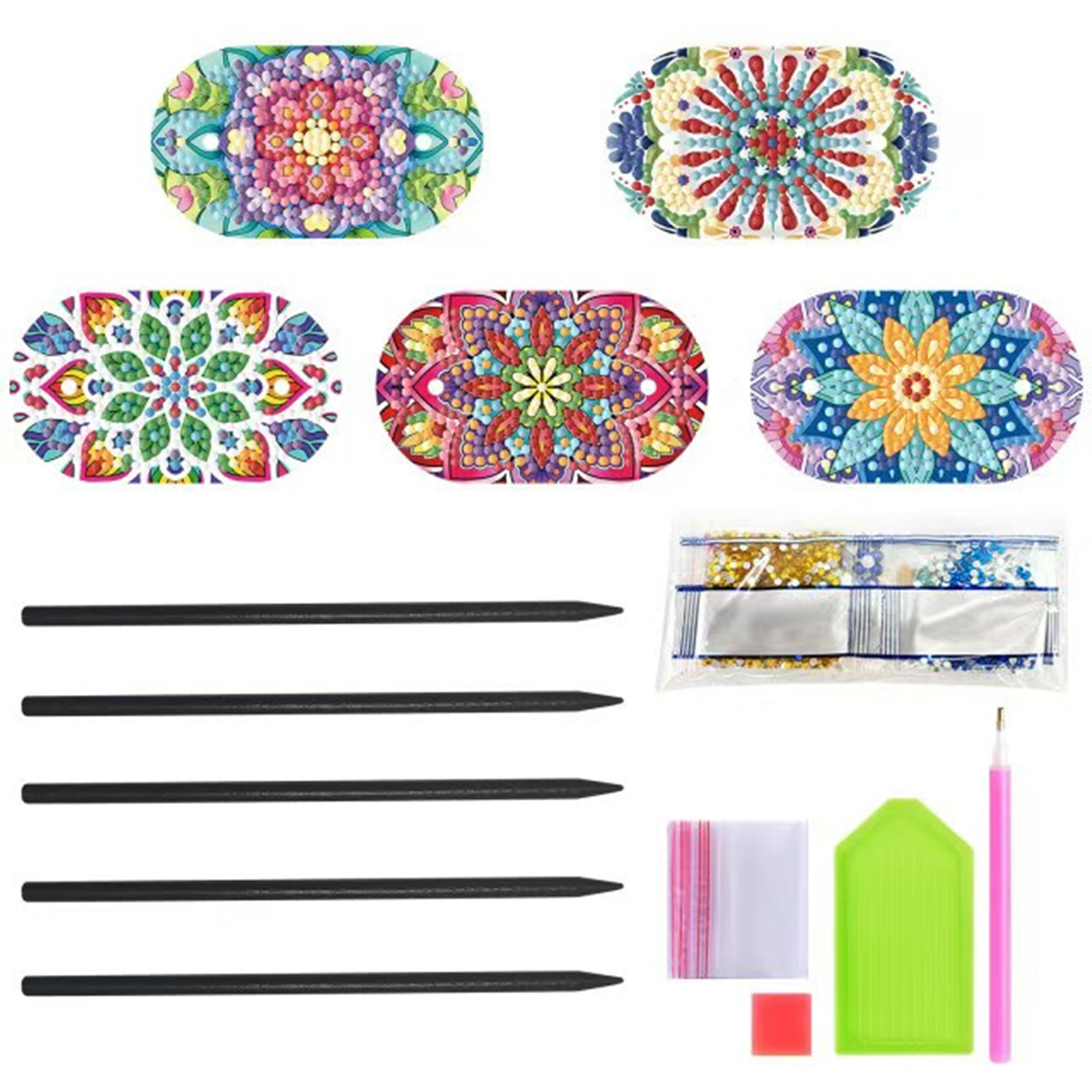5 uds PU DIY pintura de diamante tocado accesorios para el cabello palos bordado de diamantes Kit de pintura horquillas para mujer