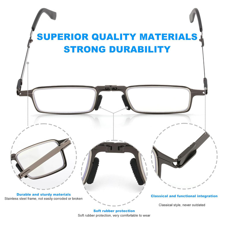 Duurzame ultradunne en lichtgewicht opvouwbare leesbril voor heren en dames, blauw licht blokkerende compacte opvouwbare computerlezers,
