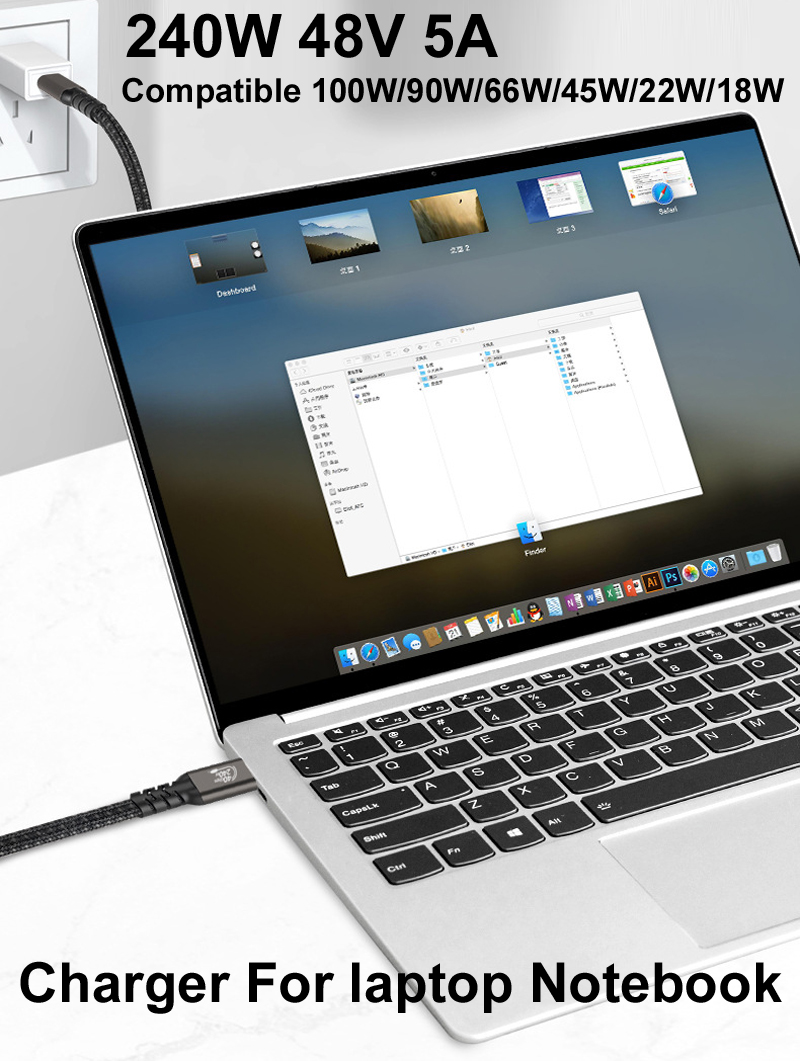 1.5M 1M Usb4 Usb 4.0 Kabel 40Gbps 48V 5a Pd 240W Thunderbolt 4 3 Type C Snellader Opladen Video 8K @ 60Hz 4K @ 120Hz Data Otc Ca