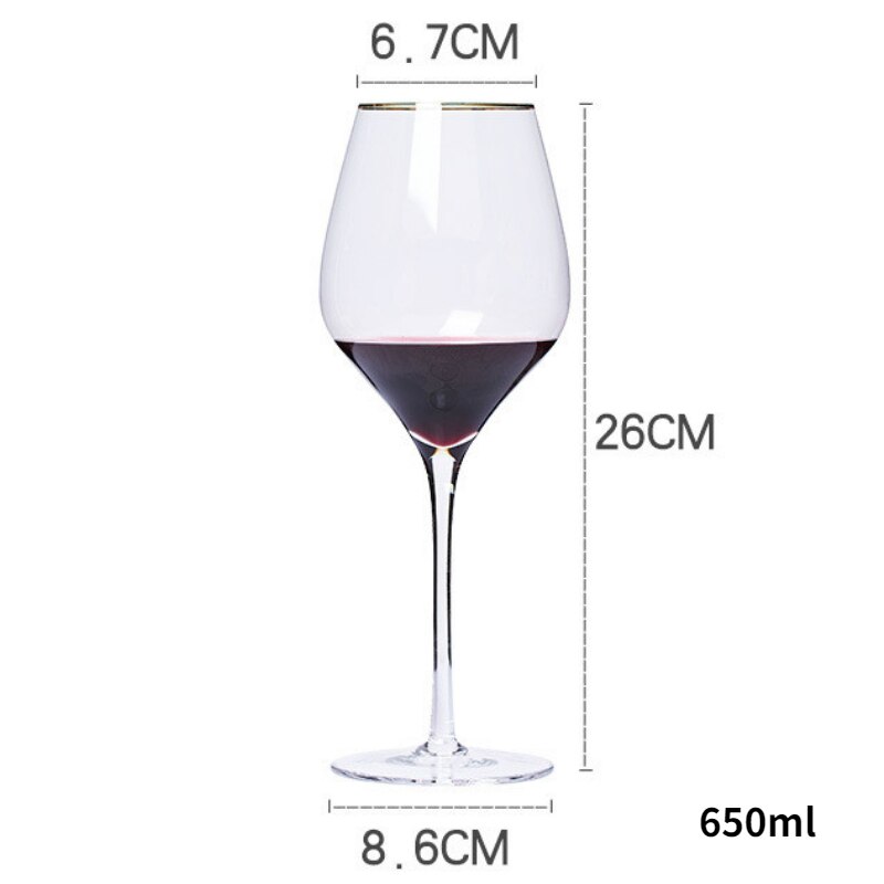 450-650ml Red Wine Glass Outline In Gold Goblet Sparkling Wine Family Bar Chateau Lead-Free Cup Wine Set: 650ml
