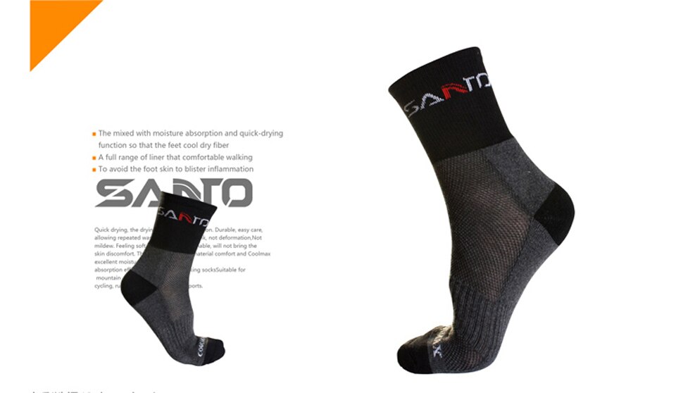 3 paar santo snel drogende herensokken voor buitensporten, wandelen, kamperen, fietsen, halfdikke hardloopsokken: Zwart